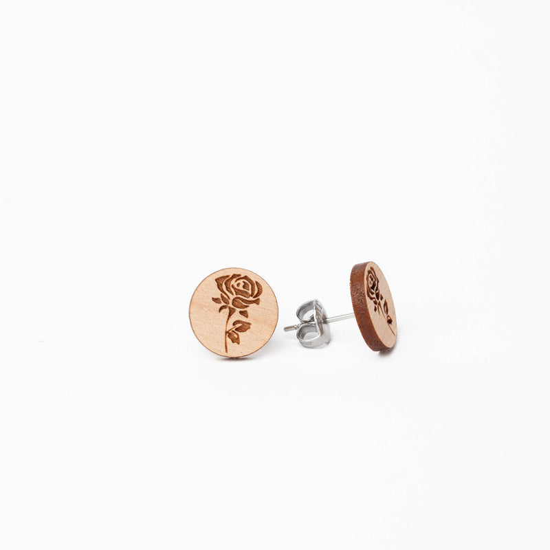 Rose Motiv Ohrring aus Holz