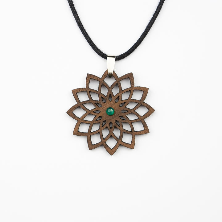 Mandala Halskette mit Grünen Onyx
