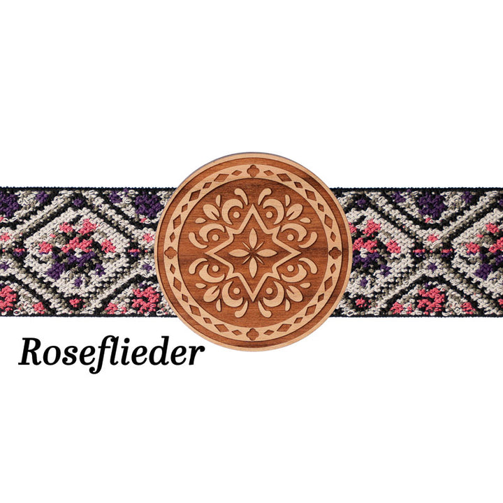 Schürzenschließe rund mit floralem Musterband
