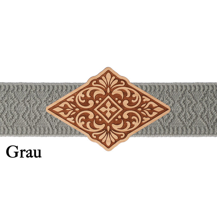 Dirndlschürze Schließe Holz mit grauem Band