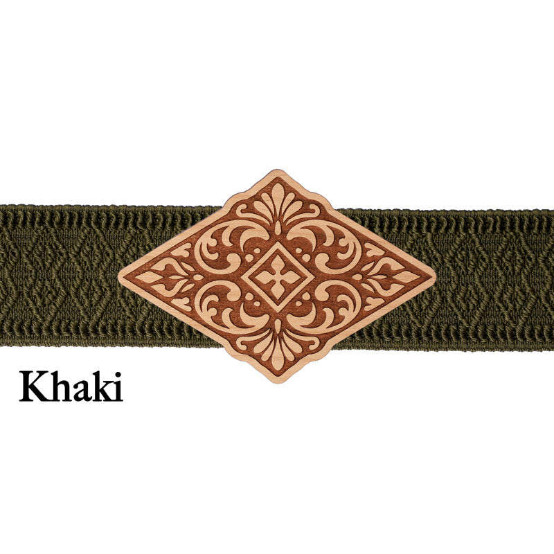 Dirndl Schnalle Holz mit khakifarbenem Band