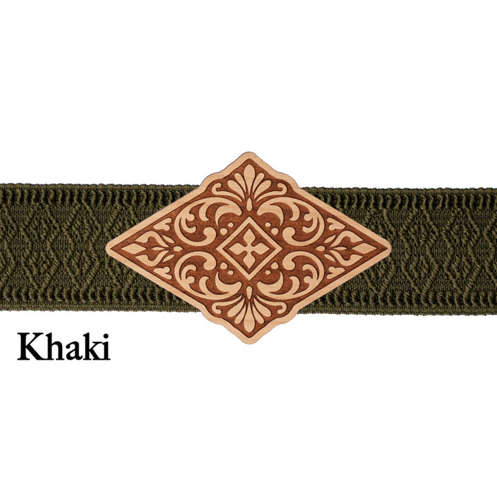 Dirndl Schnalle Holz mit khakifarbenem Band