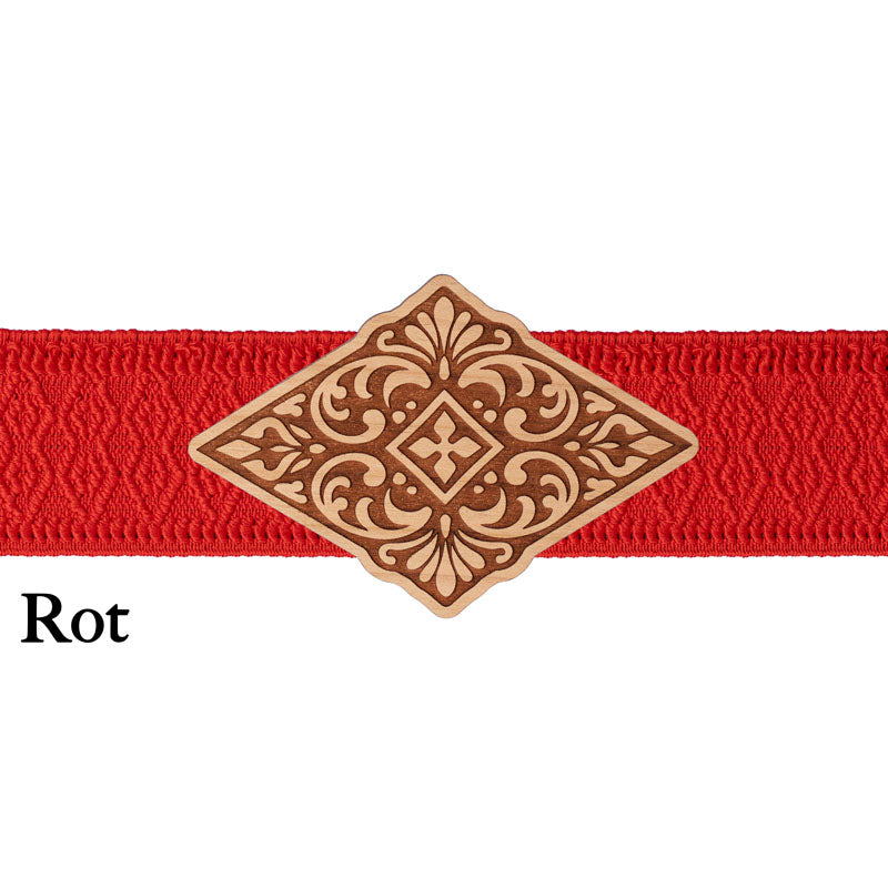 Dirndl Schnalle Holz mit rotem Band