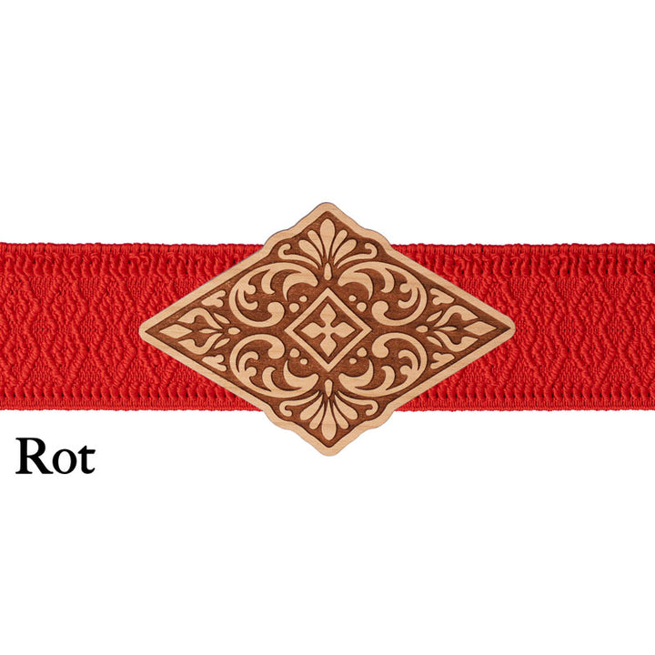 Dirndl Schnalle Holz mit rotem Band