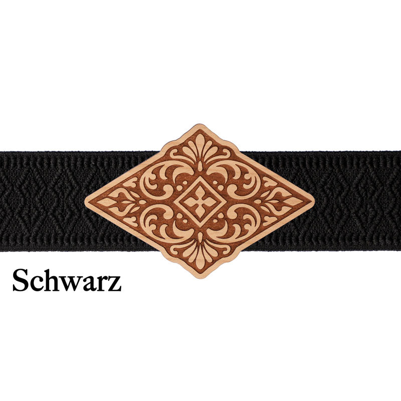 Dirndlschließe Holz mit schwarzem Band