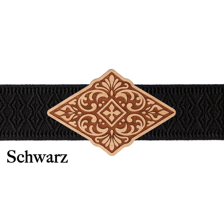 Dirndlschließe Holz mit schwarzem Band