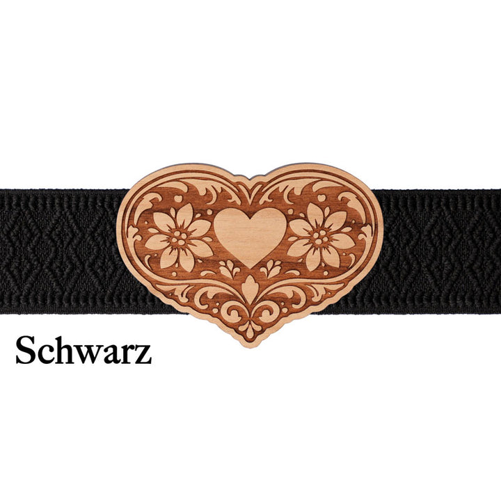 Minimalistische Dirndlschließe mit schwarzem Band für schlichte Dirndl