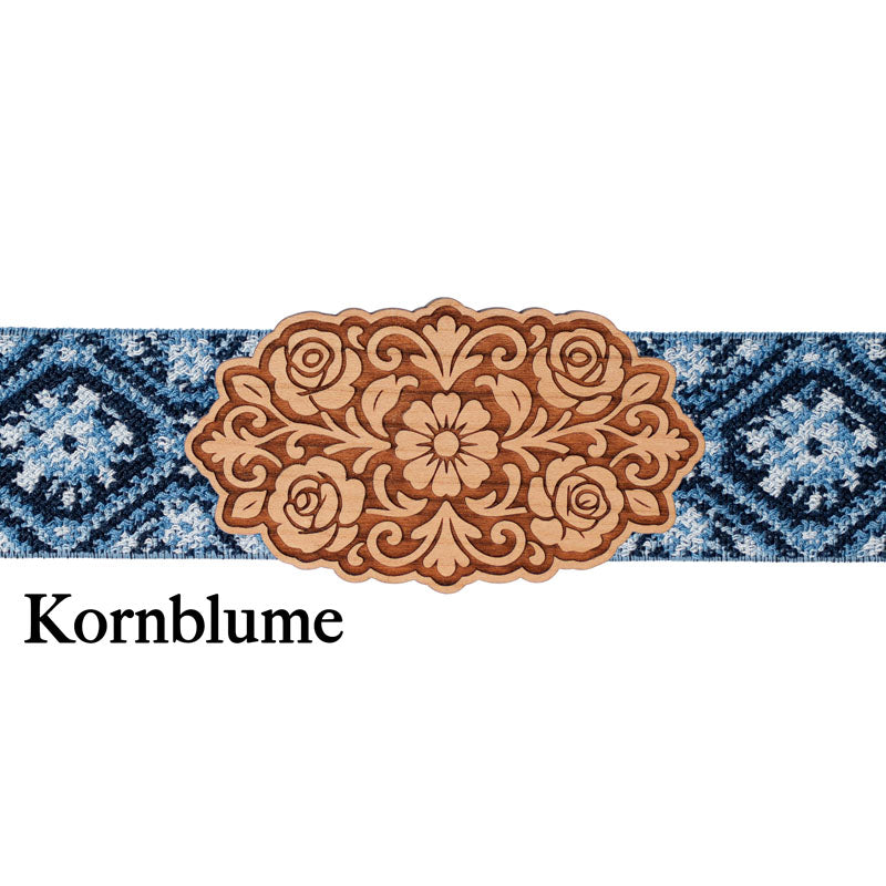 Trachten Schließe mit blau gemustertem Band