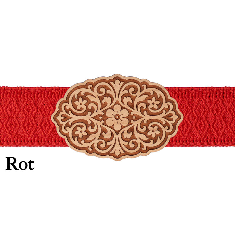 Dirndl Schnalle Holz mit rotem Band
