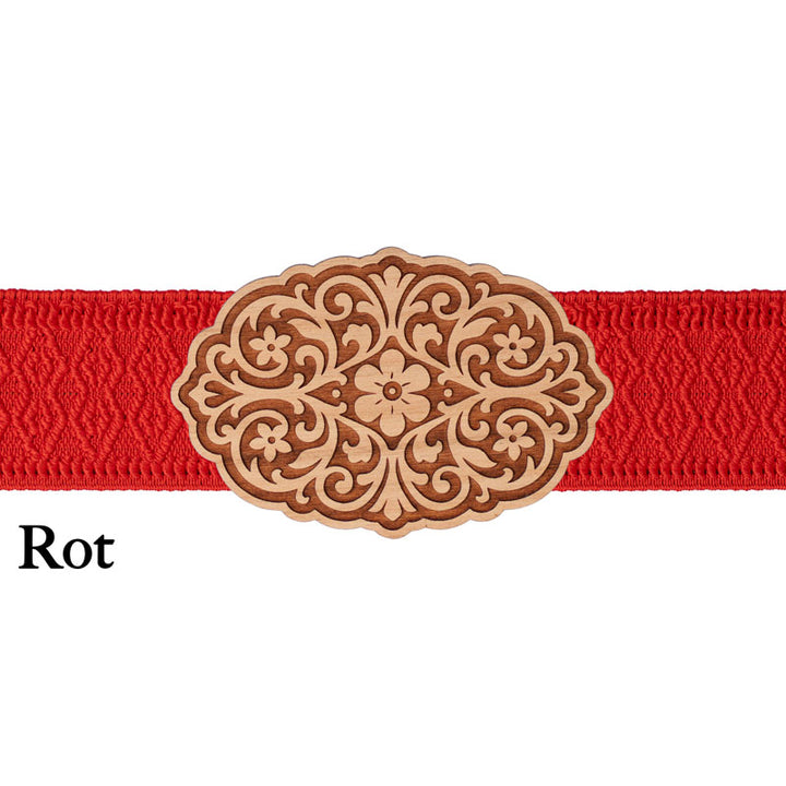 Dirndl Schnalle Holz mit rotem Band