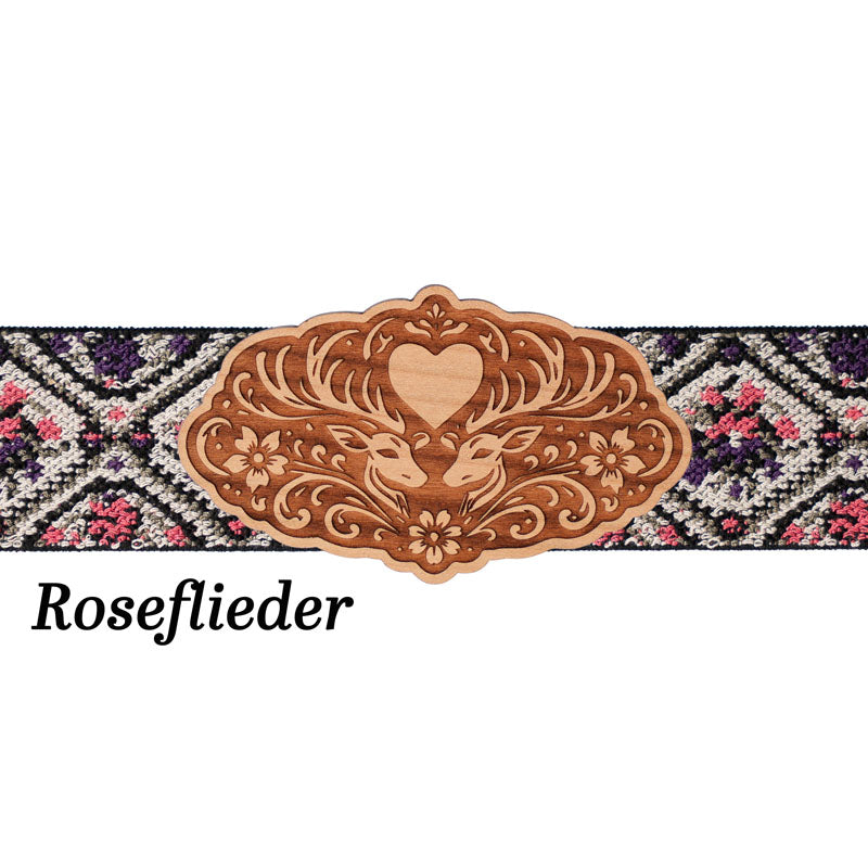 Dirndlschließe mit floralem Musterband in Rosé und Lila