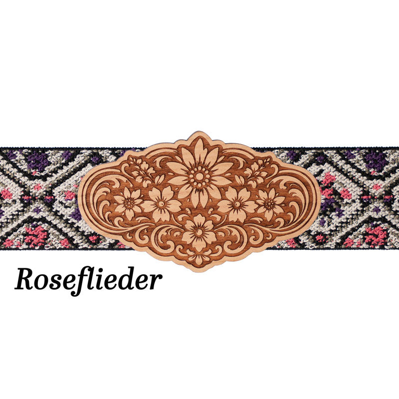 Schürzenschließe mit floralem Band in Rosé und Lila