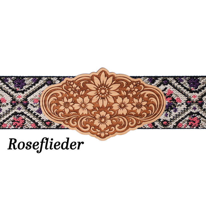 Schürzenschließe mit floralem Band in Rosé und Lila