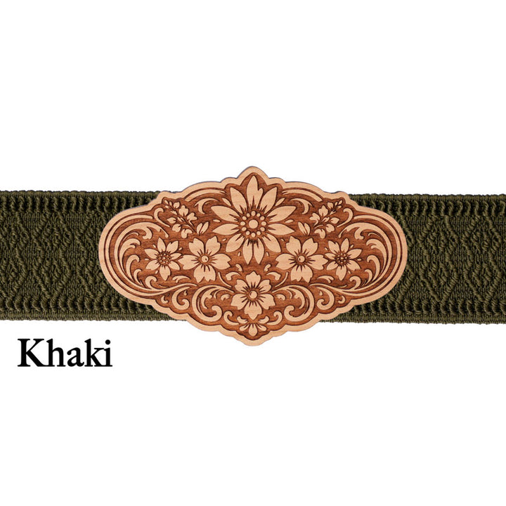 Dirndl Schnalle mit khakifarbenem Band und natürlicher Optik