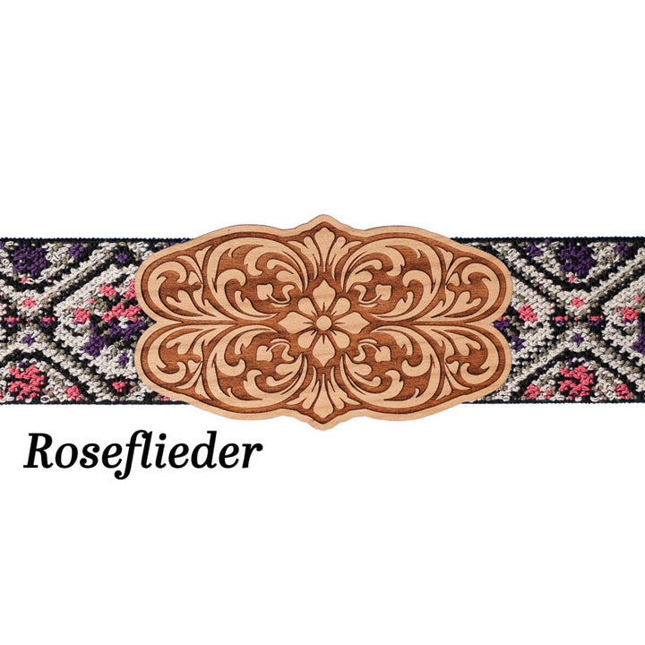 Maschd Schürzenschließe mit floralem Musterband in Rosé und Lila