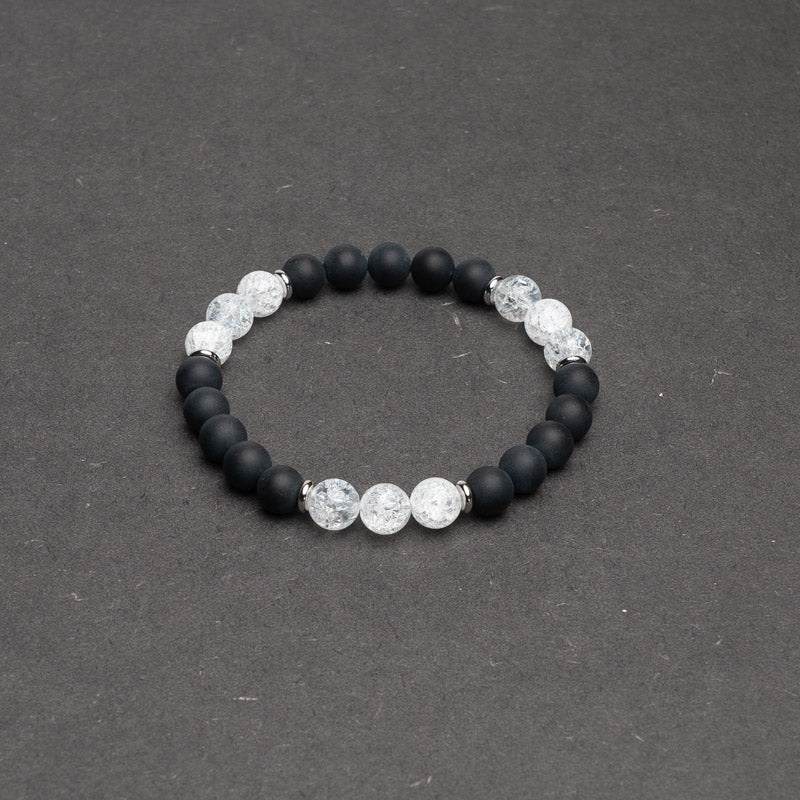 Edelstein Armband Bergkristall mit Schwarzem Onyx 