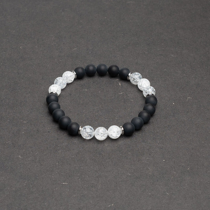 Edelstein Armband Bergkristall mit Schwarzem Onyx 