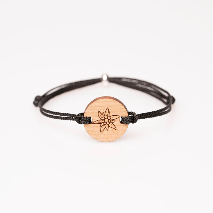 Edelweiss Armband aus Kirschholz mit Längenverstellbaren Band 