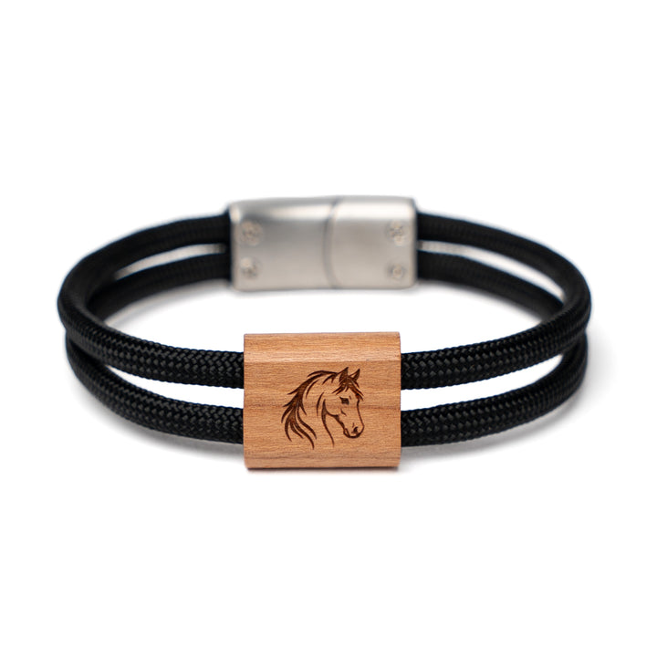 Pferdearmband aus Holz für Damen und Herren mit Paracord und Magnetverschluss
