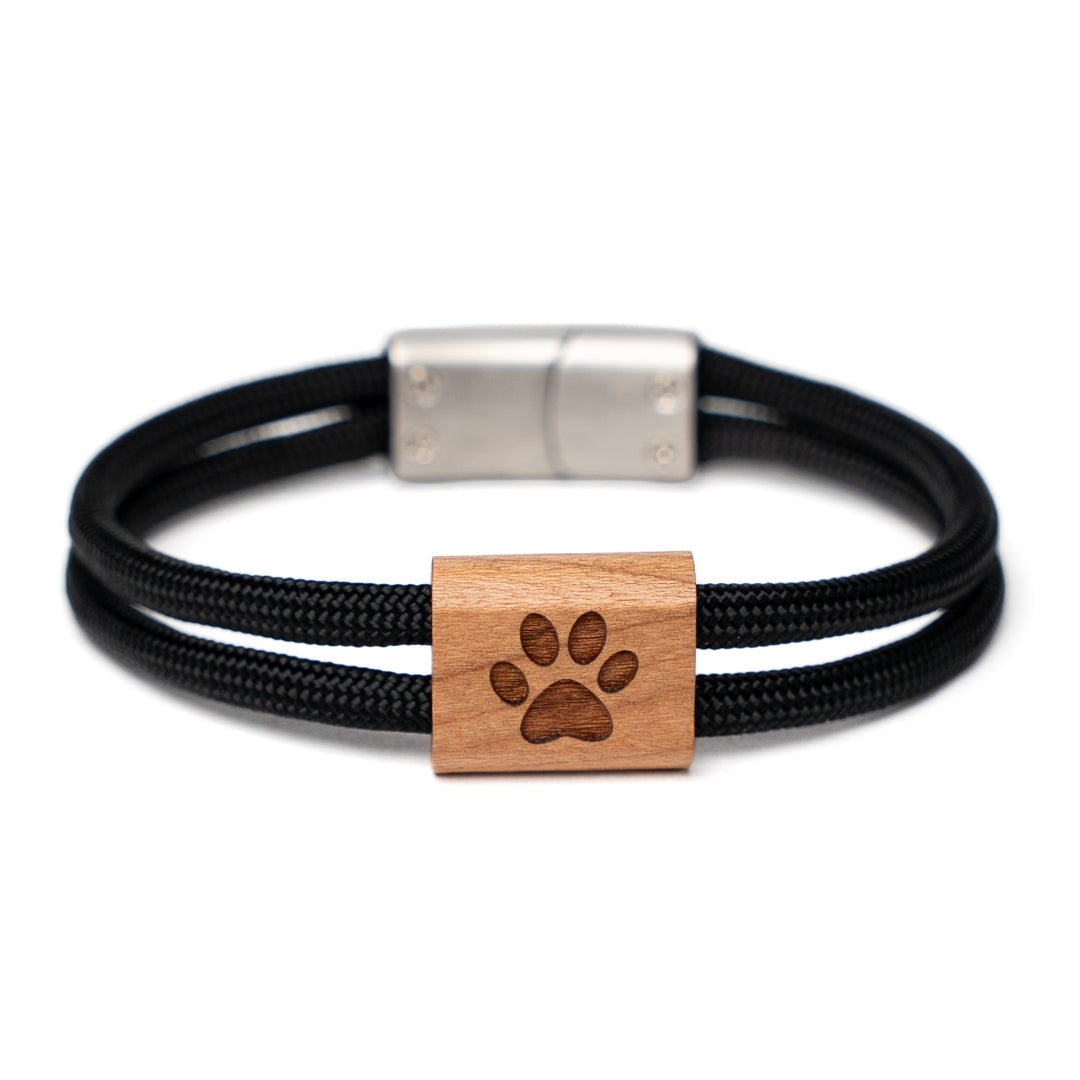 Pfotenarmband aus Holz für Damen und Herren mit Paracord und Magnetverschluss
