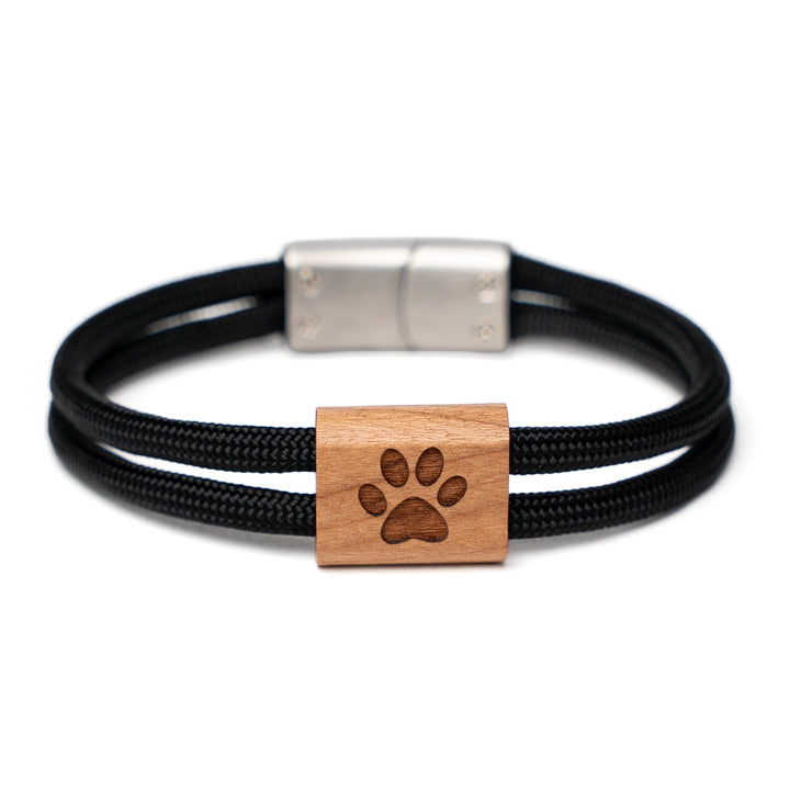 Pfotenarmband aus Holz für Damen und Herren mit Paracord und Magnetverschluss
