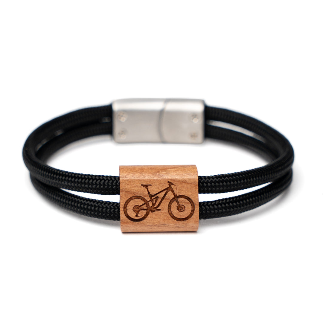 Fahrrad-Armband aus Holz für Damen und Herren mit Paracord und Magnetverschluss
