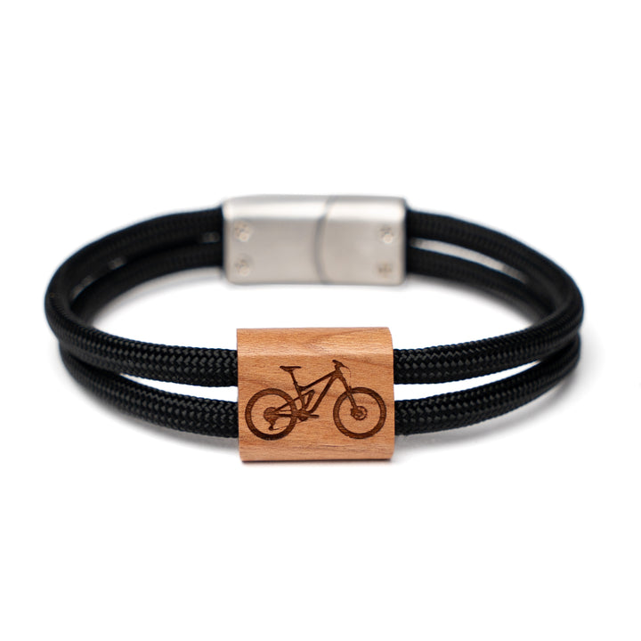 Fahrrad-Armband aus Holz für Damen und Herren mit Paracord und Magnetverschluss
