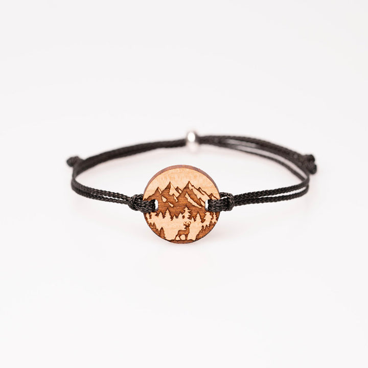 Berge und Hirsch Armband Holzschmuck hergestellt in Deutschland