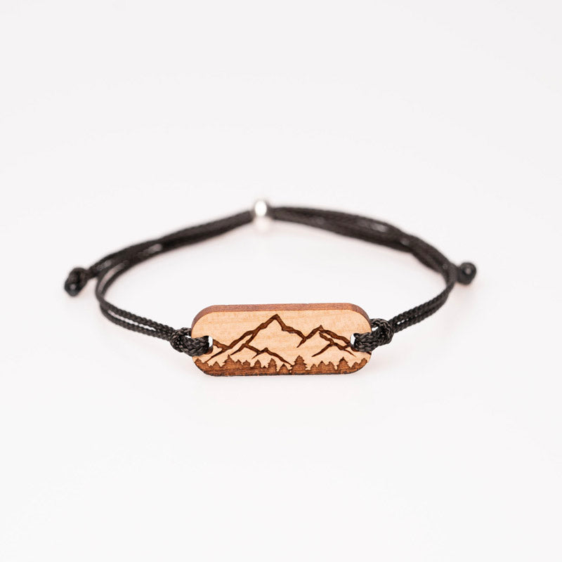 Holzschmuck Berg Motiv Armband aus Kirschholz hergestellt in Deutschland 
