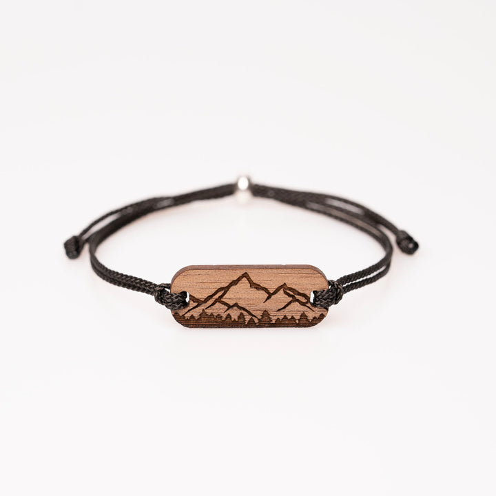 Berg Silhouette längliches Armband Nussbaum