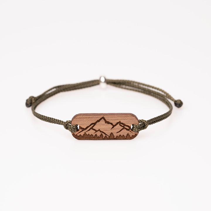 Berg Silhouette längliches Armband Nussbaum