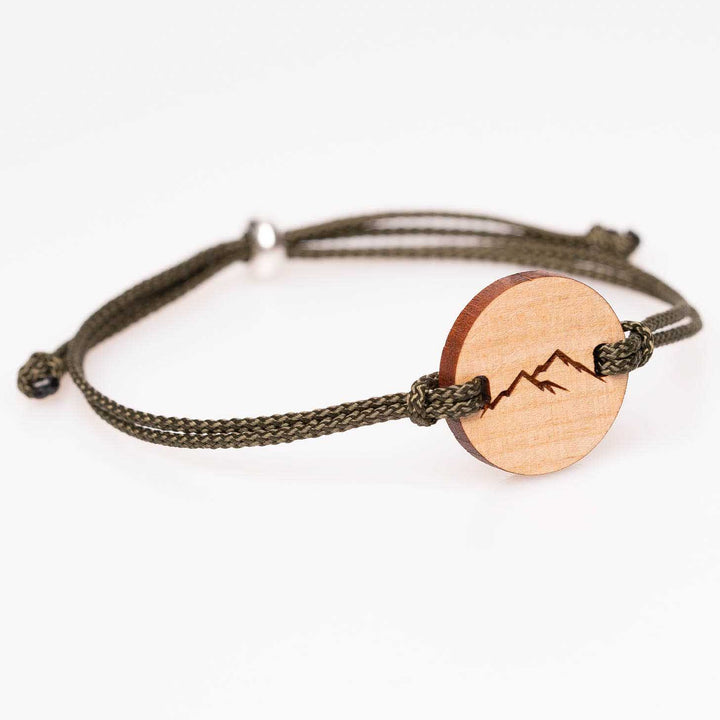Holzschmuck Armband Berg Motiv aus Kirschholz, Personalisiertes Geschenk