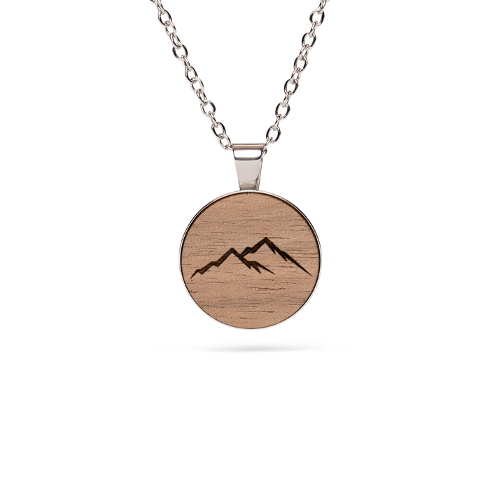 Berge Halskette Nussbaum Holzschmuck 