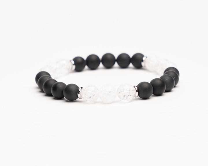 Edelstein Armband | Schwarzer Onyx und Bergkristall