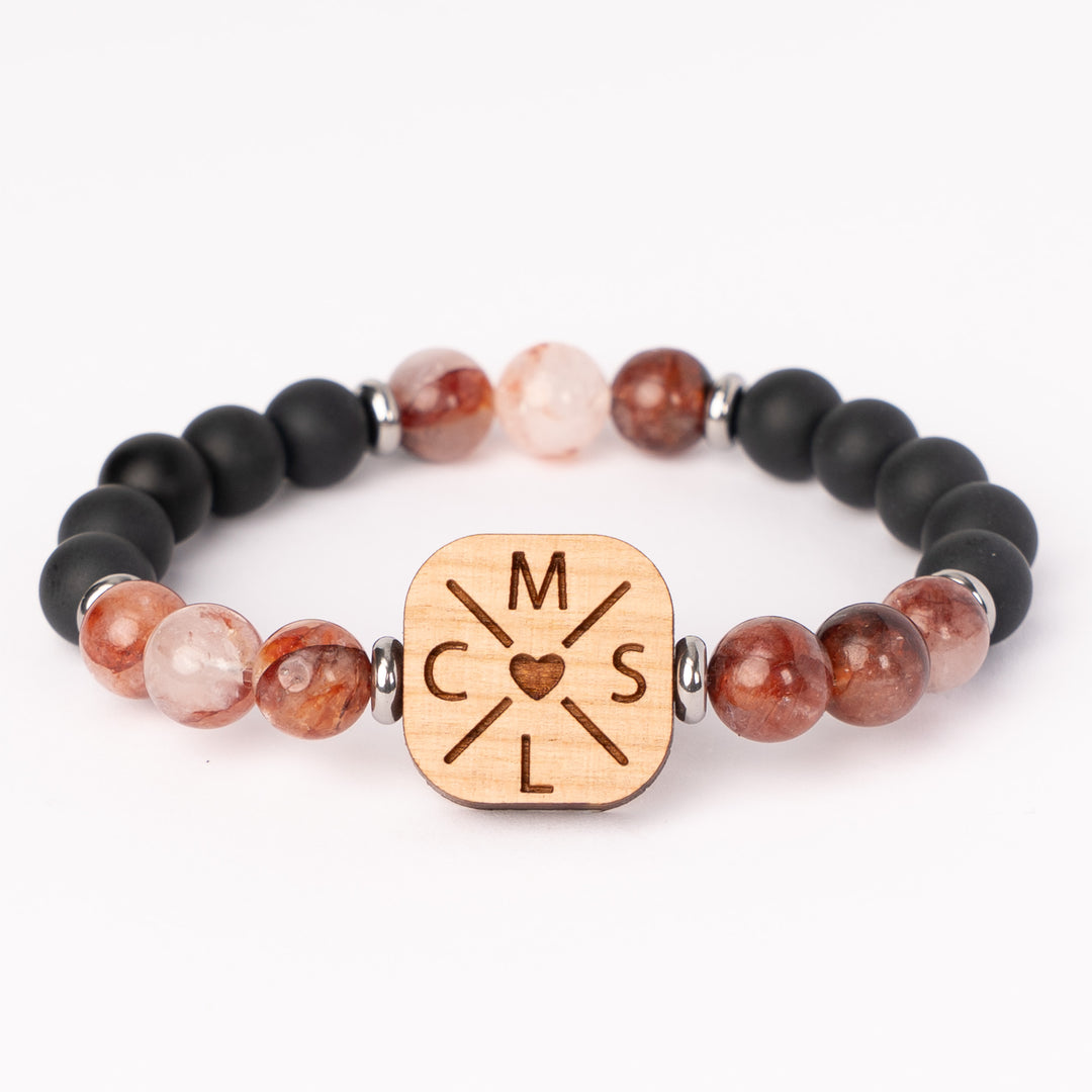 Initialen Herz Armband mit Edelsteinen