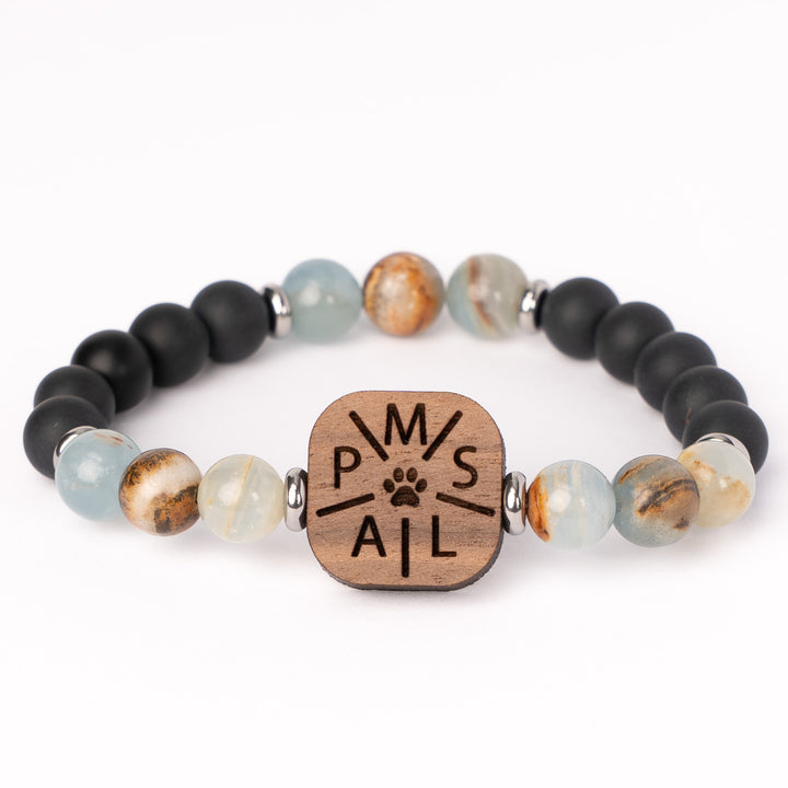 Initialen Pfote Armband mit Edelsteinen
