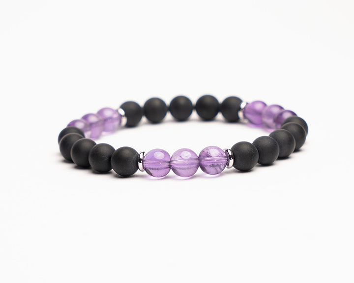 Edelstein Armband Amethyst und Schwarzer Onyx 