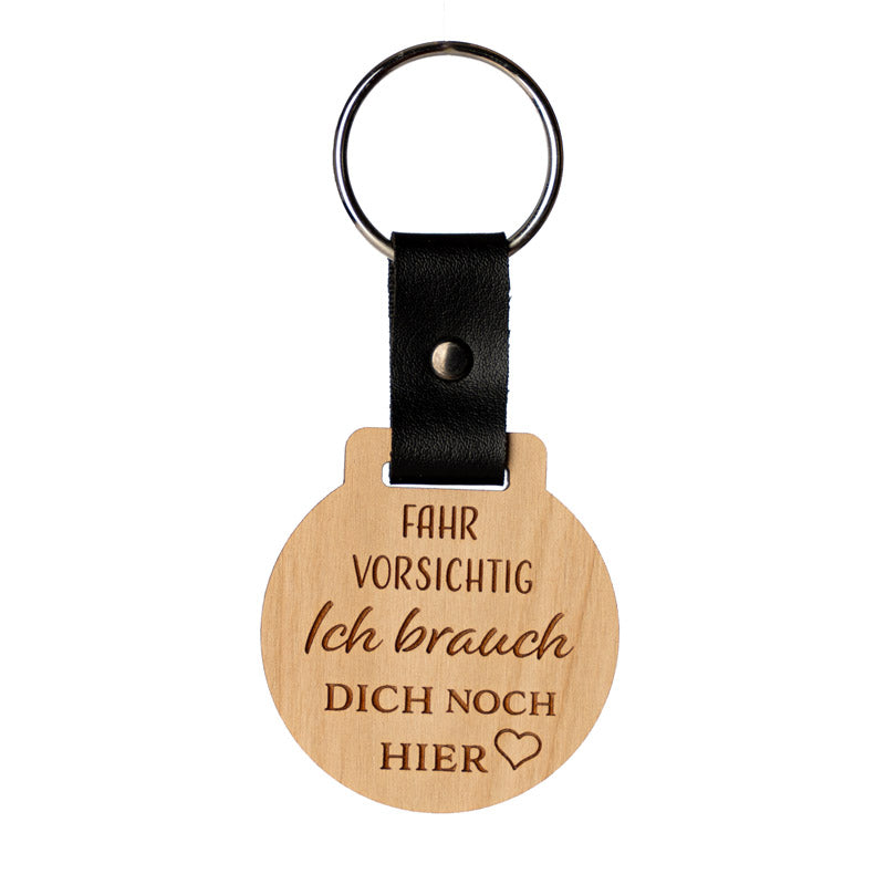 Fahr Vorsichtig Schlüsselanhänger aus Holz, personalisierbar