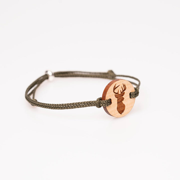 Armband aus Holz mit Hirsch Motiv, Personalisierbar 