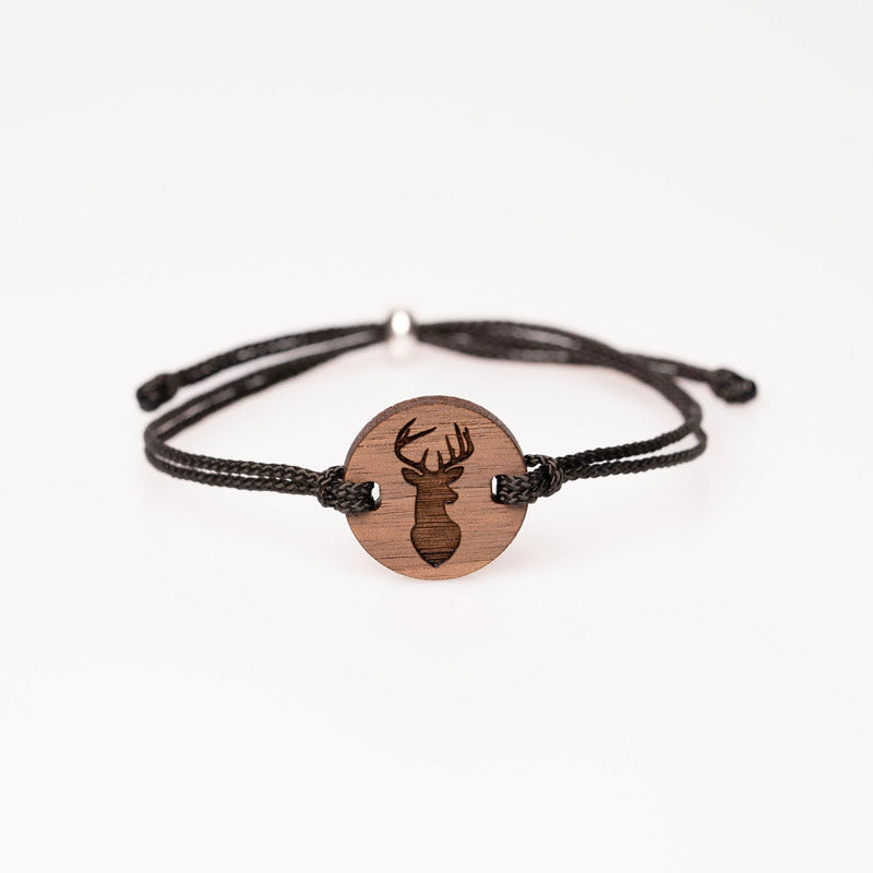 Holz Armband mit Hirsch Motiv, Personalisiert 