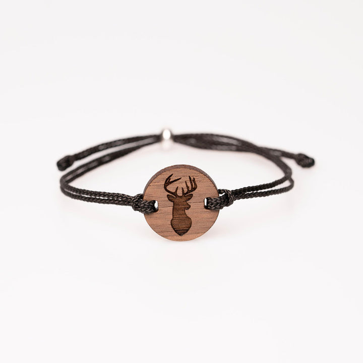 Holz Armband mit Hirsch Motiv, Personalisiert 