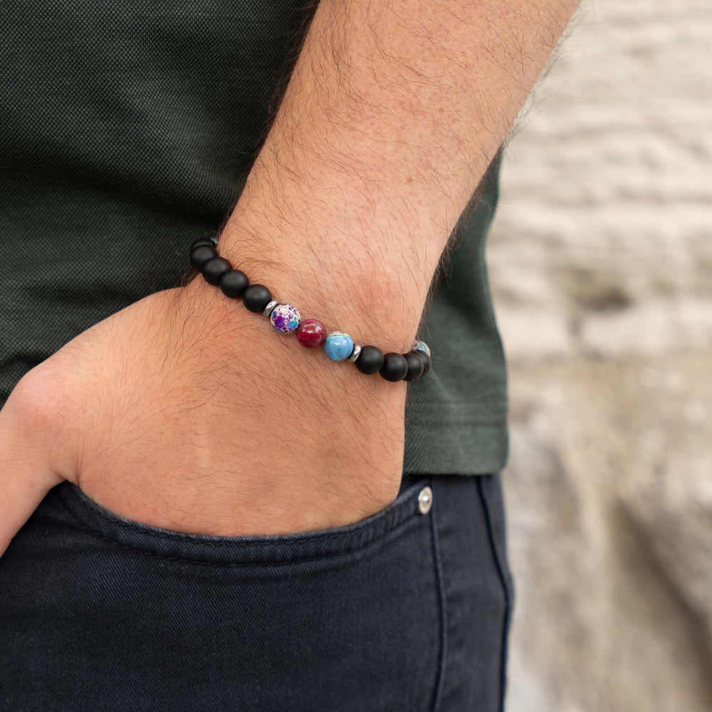 Edelsteinarmband mit  Imperial Jaspis und schwarzem Onyx – einzigartiger Naturstein-Schmuck 