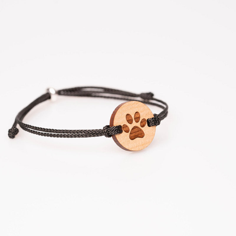 Holzschmuck armband mit Pfoten Motiv Graviert in der Länge verstellbar