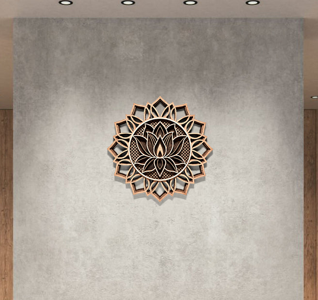 Lotus Blume Mehrschichtiges Wandbild aus Hochwertigen Hölzern