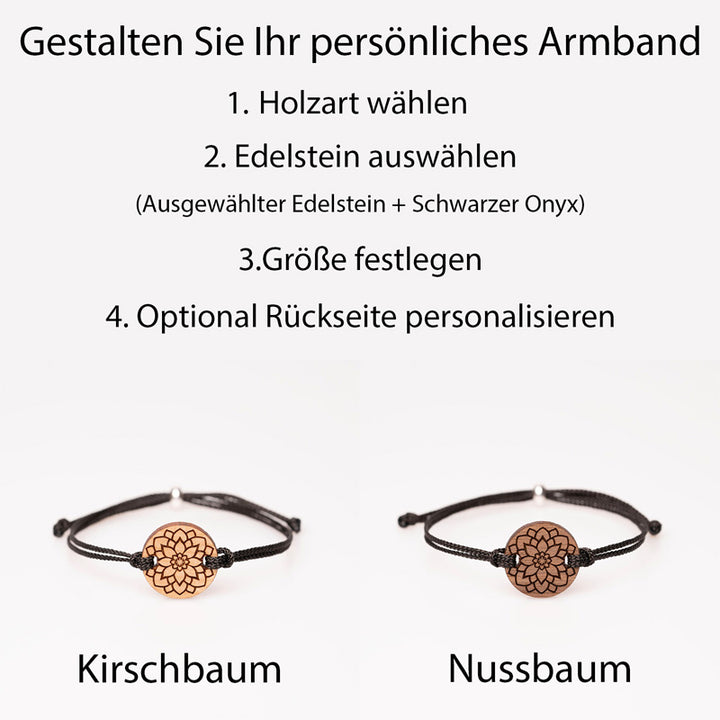 Armband Mandala Blume mit Edelsteinen