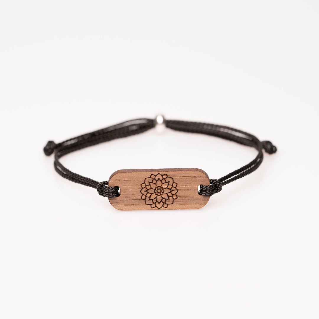 Mandala Blume längliches Armband Nussbaum