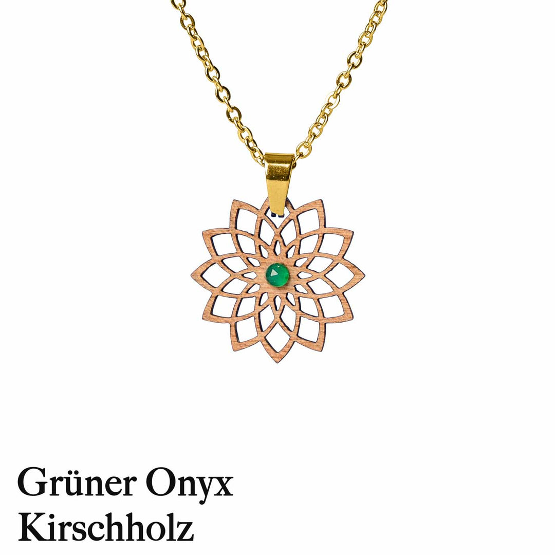 Amulett Mandala mit Grünen Onyx 
