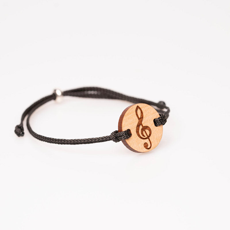 Armband mit Notenschlüssel Motiv aus Holz