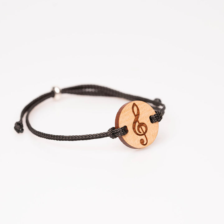 Armband mit Notenschlüssel Motiv aus Holz