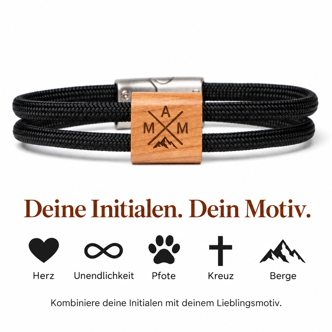 Holzarmband mit Initialien – Initialen & Motive